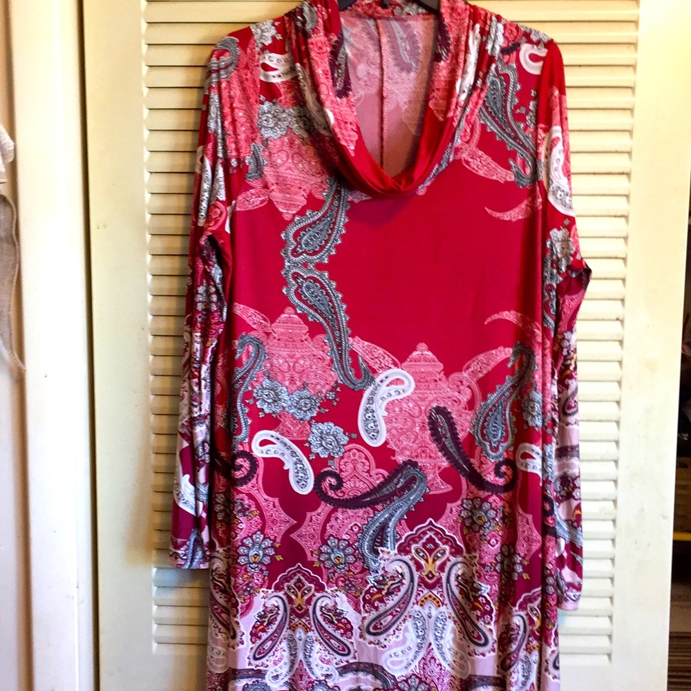 Women’s L Boho Paisley jersey knit casual dress